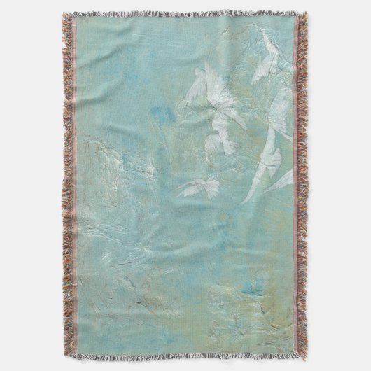 Witte vogels vliegen door de blauwe hemel deken (Voorkant Verticaal)