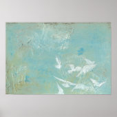 Witte vogels vliegen door de blauwe hemel poster (Voorkant)