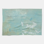 Witte vogels vliegen door de blauwe hemel theedoek (Horizontaal)