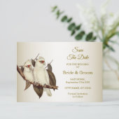 Witte vogels weddenschap sparen de datum save the date (Staand voorkant)