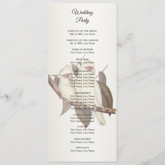 Witte Vogels Wedding Programma Programmakaart (Achterkant)