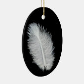 Witte vogelveer keramisch ornament (Rechts)