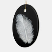 Witte vogelveer keramisch ornament (Links)