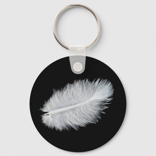 Witte vogelveer sleutelhanger (Voorkant)