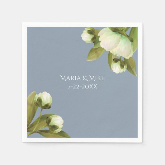 Witte volken met Dusty Blue Napkins Servet (Voorkant)