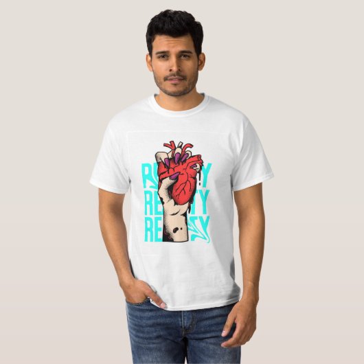 Witte volle mouw T-shirts met Hart 3D-ontwerp  (Voorkant volledig)