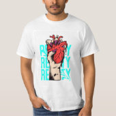 Witte volle mouw T-shirts met Hart 3D-ontwerp  (Voorkant)