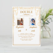 Witte volwassen gezamenlijke verjaardagsfeest 2 fo kaart (Staand voorkant)