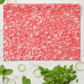 Witte vonken en rood glitterpatroon theedoek (Gevouwen)