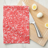 Witte vonken en rood glitterpatroon theedoek (Quarter Fold)