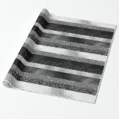 Witte vonken met zwarte en zilveren glitter cadeaupapier (Uitgerold)