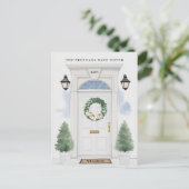 Witte voordeur bewegende aankondiging briefkaart (Staand voorkant)