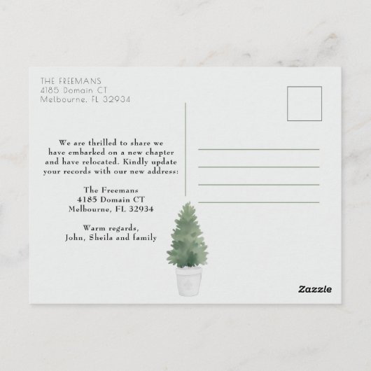 Witte voordeur bewegende aankondiging briefkaart (Achterkant)