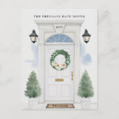 Witte voordeur bewegende aankondiging briefkaart (Voorkant)