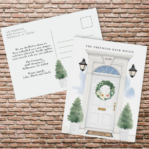 Witte voordeur bewegende aankondiging briefkaart