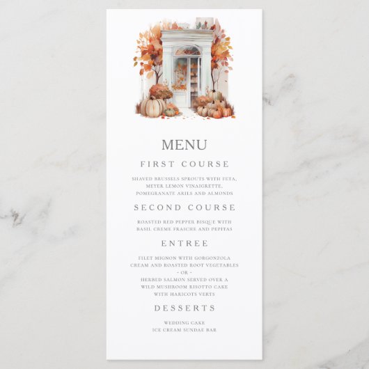 Witte voordeur herfst bruiloft menu (Voorkant)