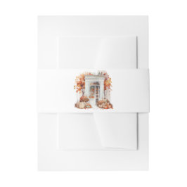 Witte voordeur herfst bruiloft uitnodigingen wikkel