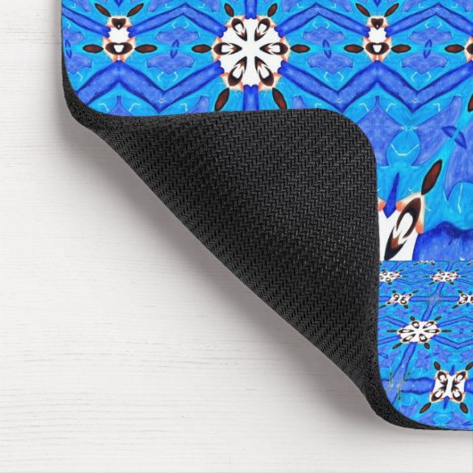 witte vormen op blauw raster muismat (Hoek)