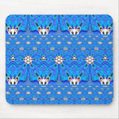 witte vormen op blauw raster muismat (Voorkant)