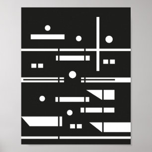 Witte vormen op een zwarte achtergrond poster