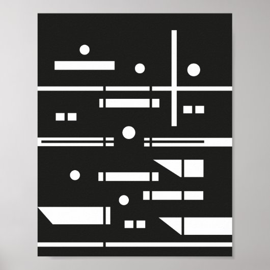 Witte vormen op een zwarte achtergrond poster (Voorkant)