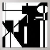 Witte vormen op zwarte MCM Abstracte kunst Poster (Voorkant)