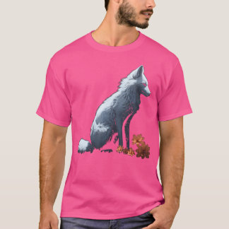 Witte Vos Bloemen Art Animal Fox T-shirt