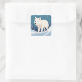 witte vos vierkante sticker (Tas)