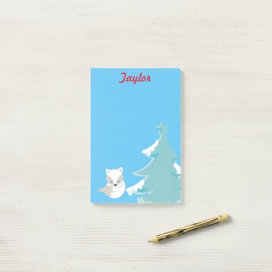 Witte vos winter wonderland post-it® notes (Op bureau)