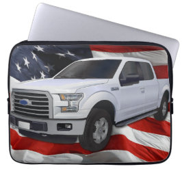 Witte vrachtwagen Amerikaanse vlag Laptop Sleeve