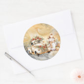 Witte  Vrachtwagen Gouden Sky Sneeuwman Kerstmis Ronde Sticker (Envelop)