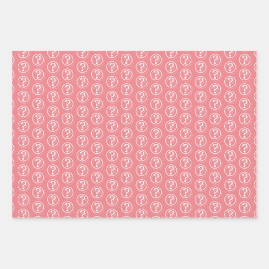 Witte vragen merken patroon op roze inpakpapier vel (Voorkant 2)