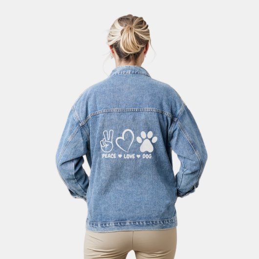 Witte Vrede Liefde Hond Denim Jacket (Model)