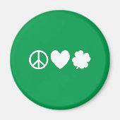 Witte vrede liefde & shamrocks magneet (Voorkant)