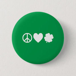 Witte vrede liefde & shamrocks ronde button 5,7 cm