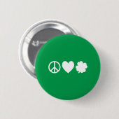 Witte vrede liefde & shamrocks ronde button 5,7 cm (Voorkant /achterkant)
