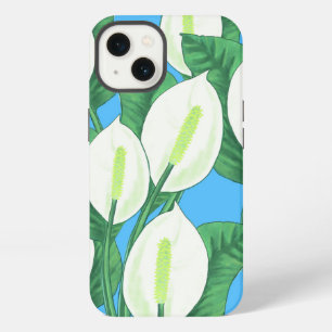 Witte vredelelies op een lichtblauwe achtergrond iPhone 13 hoesje