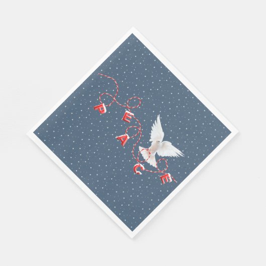 Witte vredesdop met vredige tekst servet (Hoek)