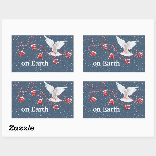 Witte vredesduif in sneeuwvlokken rechthoekige sticker (Vel)