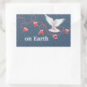 Witte vredesduif in sneeuwvlokken rechthoekige sticker (Tas)