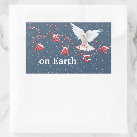 Witte vredesduif in sneeuwvlokken rechthoekige sticker (Tas)