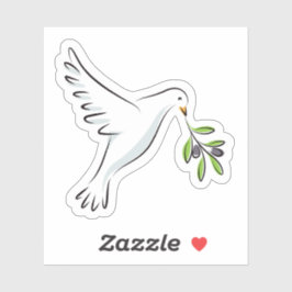 Witte vredesduif met olijftak sticker