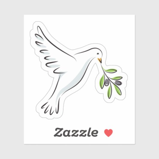Witte vredesduif met olijftak sticker (Vel)