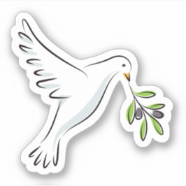 Witte vredesduif met olijftak sticker