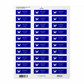 witte vredesduif persoonlijke blauwe adreslabels. etiket (Full Sheet)