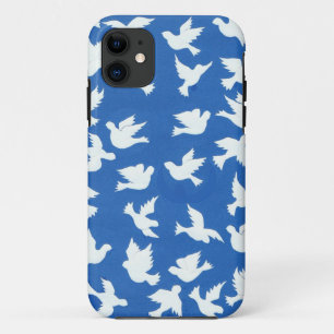 Witte vredesduiven op blauwe achtergrond Case-Mate iPhone case
