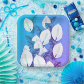 Witte Vredeslelie Illustratie Bord Blauw Paarse (Feest)