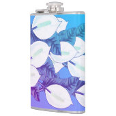 Witte Vredeslelie Illustratie Bord Blauw Paarse Heupfles (Links)