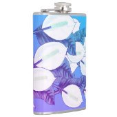 Witte Vredeslelie Illustratie Bord Blauw Paarse Heupfles (Rechts)