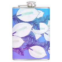 Witte Vredeslelie Illustratie Bord Blauw Paarse